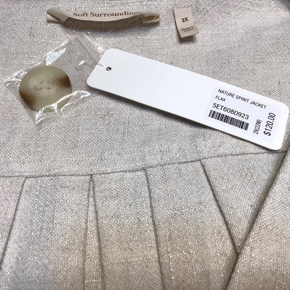 Soft Surroundings Nature Spirit Jacket Linen Blend Womens 2X Tan Lagenlook NEW - Picture 5 of 6